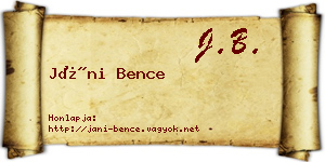 Jáni Bence névjegykártya